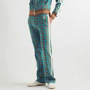 (MSRP: $660) Wales Bonner Symphony Straight-Leg Jacquard-Knit Cotton Track Pants